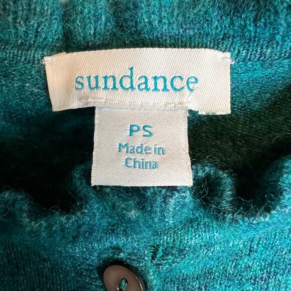SUNDANCE Edwina Henley Cashmere Blend Ruffle Trim Sweater in Teal Green Sz Small - Picture 8 of 9
